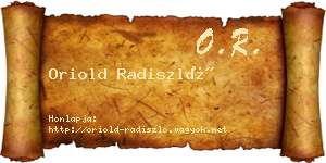 Oriold Radiszló névjegykártya